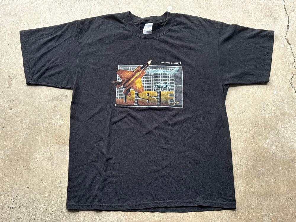 Y2K Lockheed Martin JSF F-35 Lighting II XL aircraft black aviation jet shirt